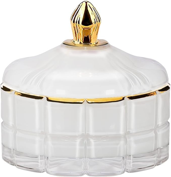 Decorative Candy Bowl Candy Jar with Lid, Candy Dish Storage Food Cotainers Jar, Glass Trinket Bo... | Amazon (US)