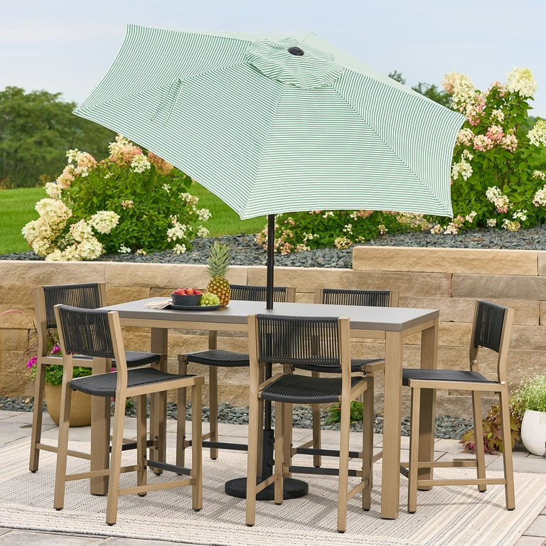 Better Homes & Gardens 7.5' Green Ticking Stripe Push-Up and Tilt Patio Umbrella | Walmart (US)