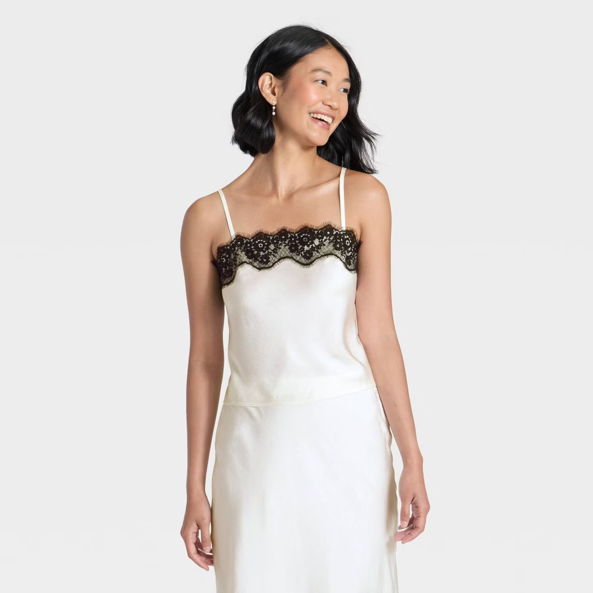 Women's Lace Trim Cami Top - A New Day™ Cream XL | Target