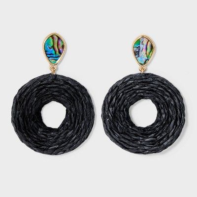 Gold Black Raffia Ring Double Drop Earrings - A New Day™ | Target