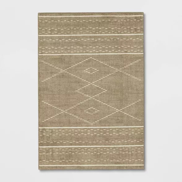 Parkman Washable Border Diamond Rug Tan - Threshold™ | Target