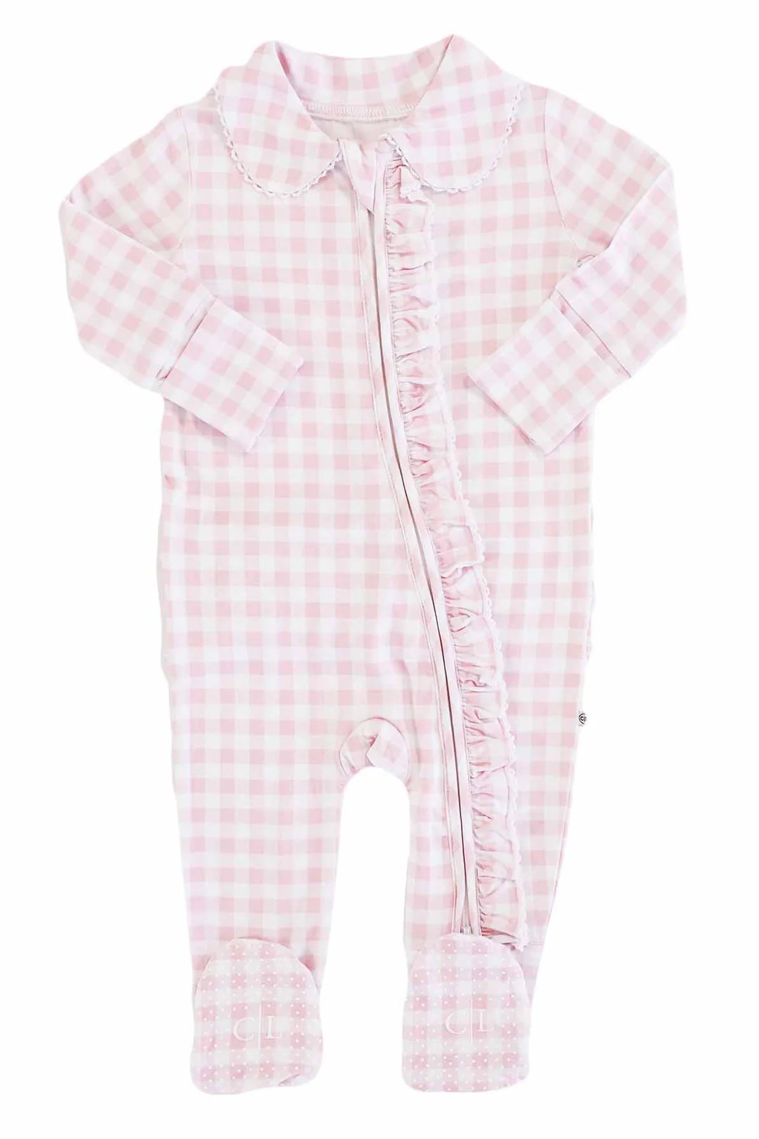 Peter Pan Collar Ruffle Zipper Footie | Caden Lane