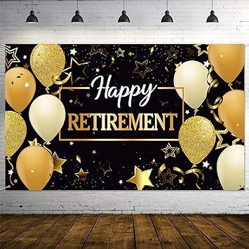 Happy Retirement Party Decorations, Extra Large Fabric Black and Gold Happy Retirement Sign Banne... | Amazon (US)
