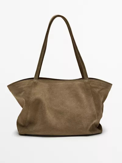 Mittelgroße Tasche aus Rauleder | Massimo Dutti DE