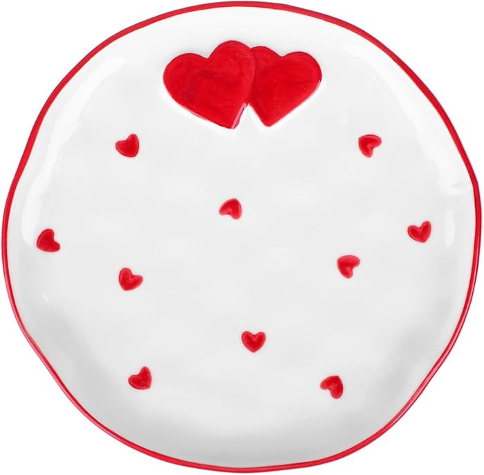 7" Heart Plates Ceramic Serving Plates Dessert PLATES Valentine's Day Dinner Platter Porcelain Sa... | Amazon (US)