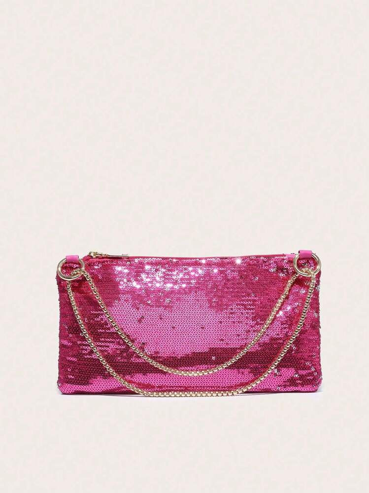 Ladies' Crossbody Bag With Sequins, Satin, And Rhinestones, Fashionable, Lightweight, And Compact, Suitable For Parties And Outings. , Sequin | SHEIN