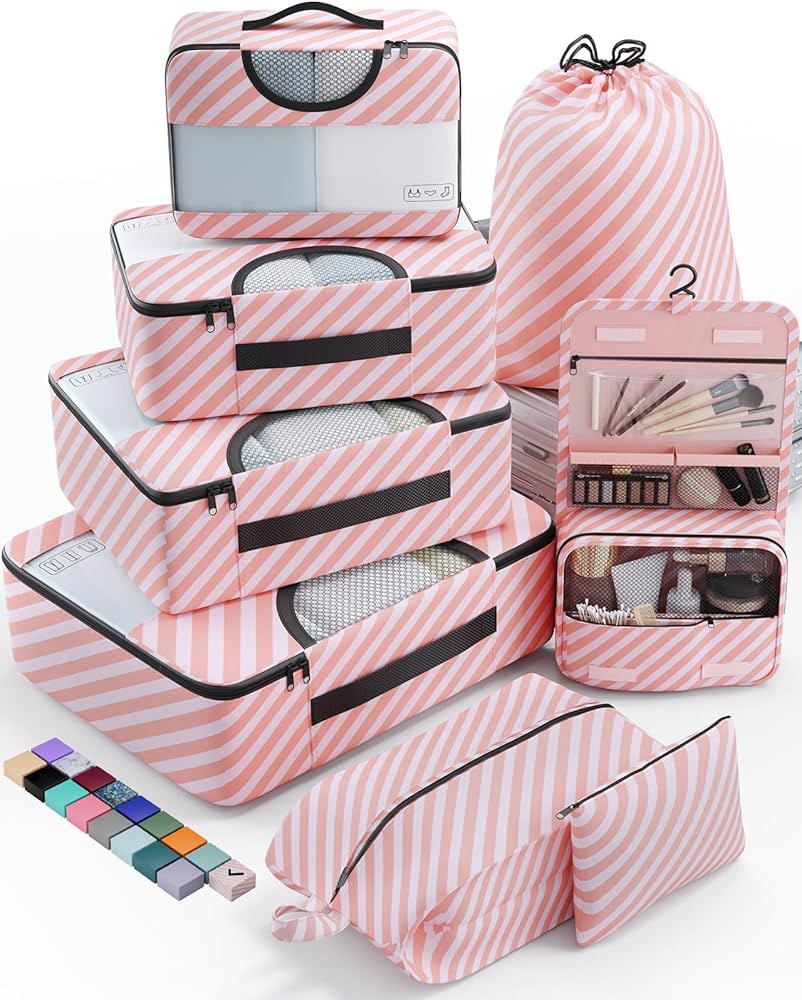 Veken 8 Set Packing Cubes for Suitcases, Travel Essentials for Carry on, Luggage Organizer Bags S... | Amazon (US)