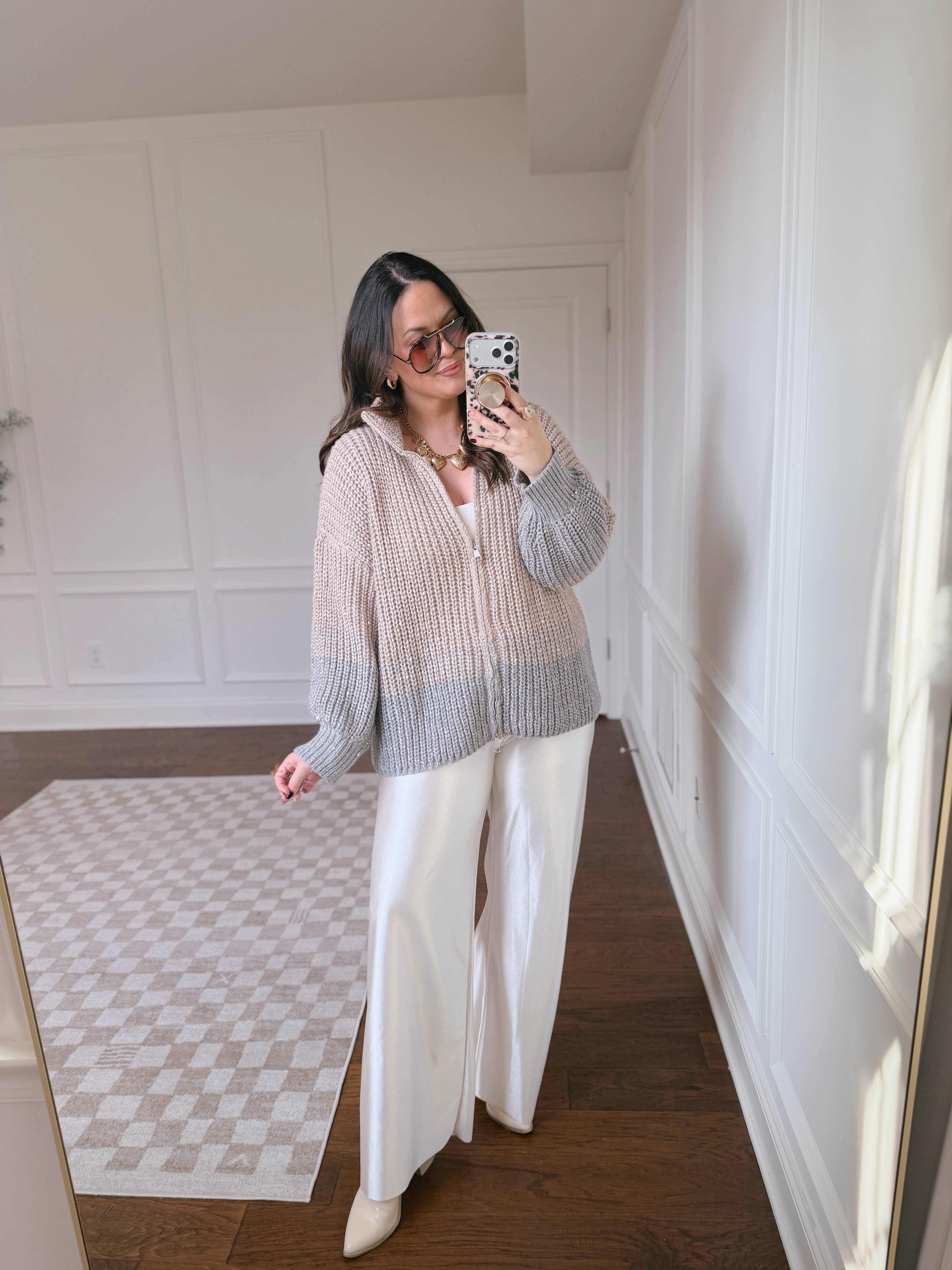 This sweater is so stunning.. the subtle sparkle is perfect for the holidays, feels so luxe! Wearing a large in both pieces 

 #LTKootd #LTKMidsize #LTKFindsUnder50