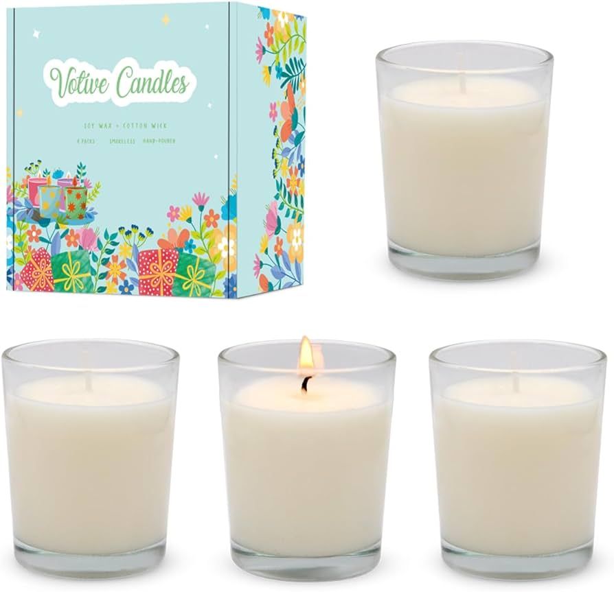 Unscented White Votive Candles in Glass Small Soy Wax 1.8oz Candles for Wedding Party Dinner Tabl... | Amazon (US)