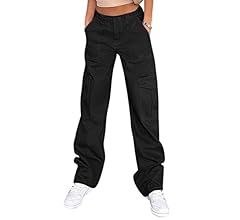 Lepunuo Cargo Pants for Women High Waisted Casual Pants Baggy Stretchy Wide Leg Y2K Streetwear wi... | Amazon (US)