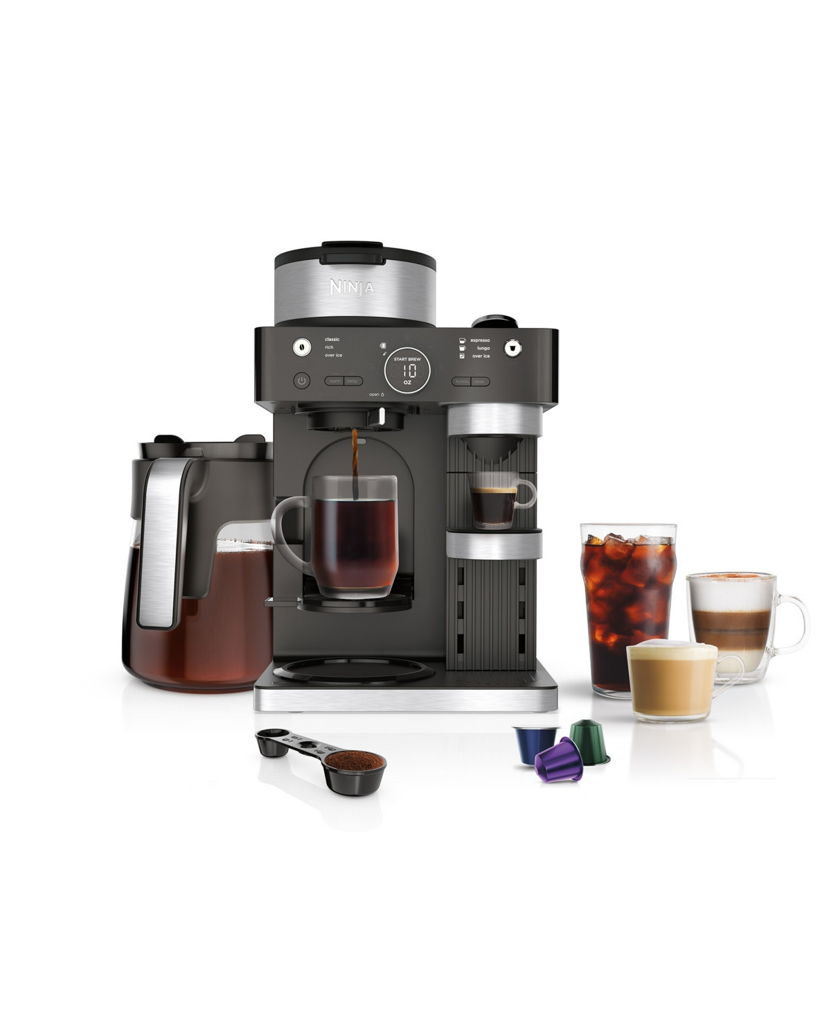 Ninja 12-Cup Espresso & Coffee Barista System with Built-In Frother - Black | Macy's