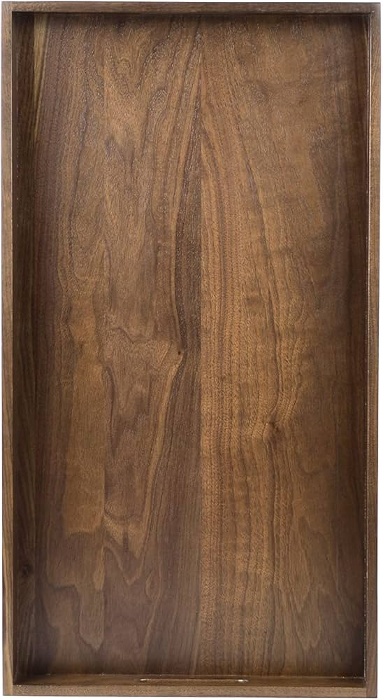 24"x13" XL Wooden Ottoman Tray with Handle FSC Natural Handmade Black Walnut Serving Tray Vintage... | Amazon (US)