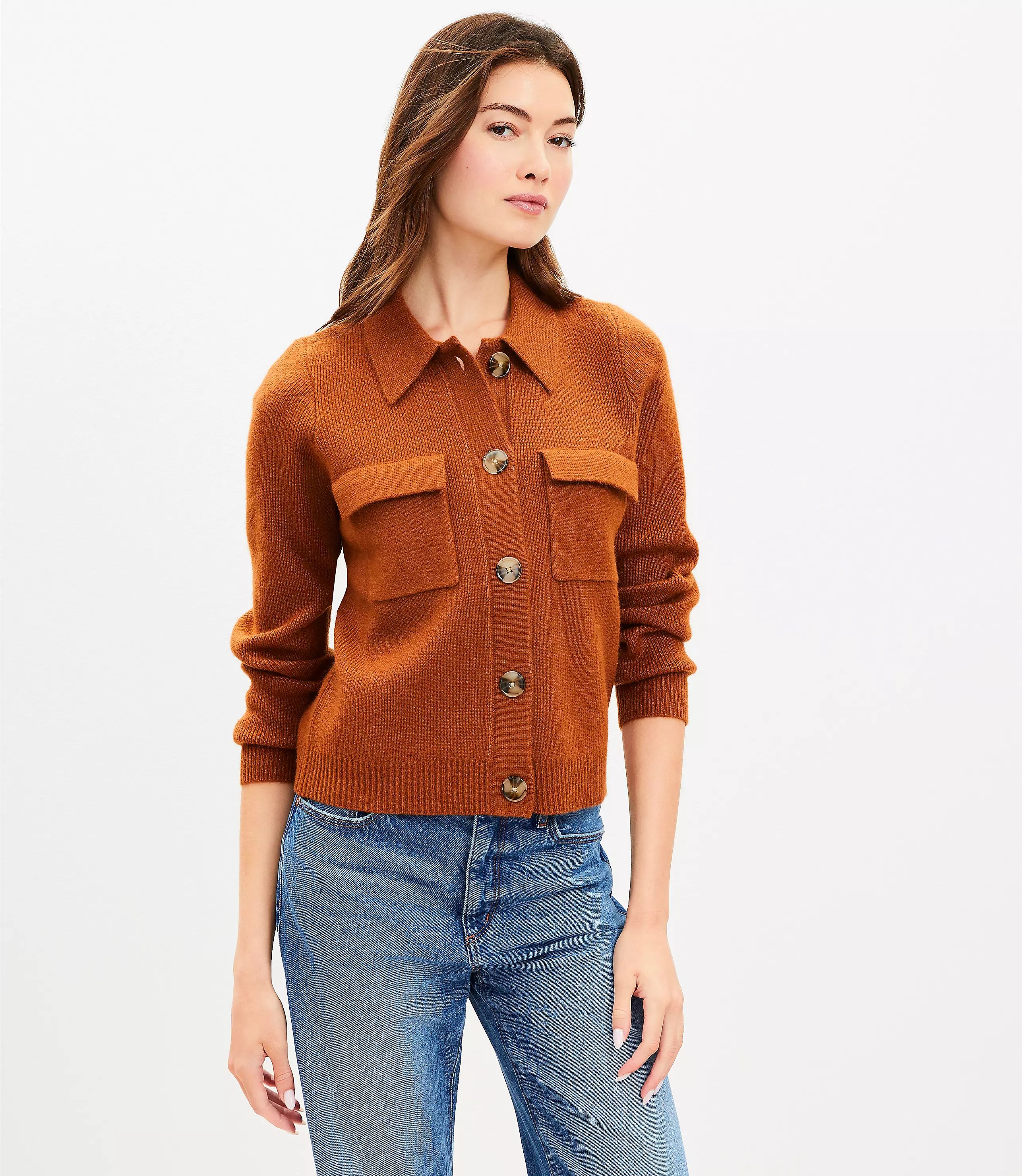 Petite Shirt Sweater Jacket | LOFT