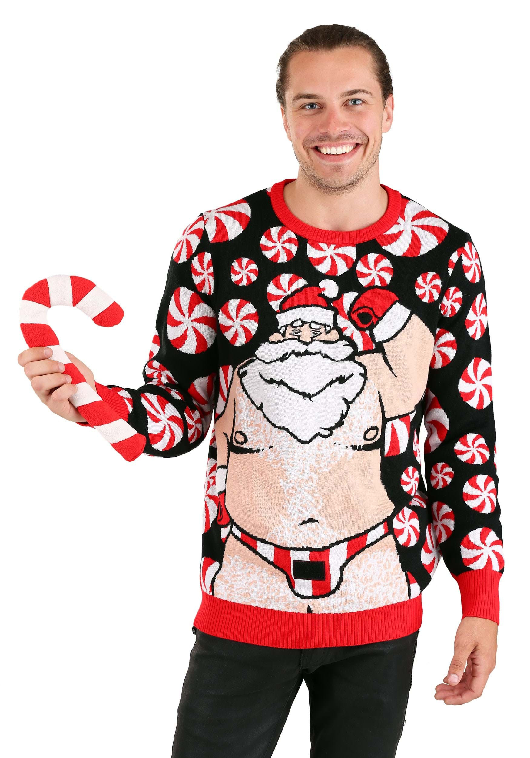 HalloweenCostumes.com FUN Wear Ugly Christmas Sweater Santa Candy Cane Medium | FUN1766AD-M | Lowe's