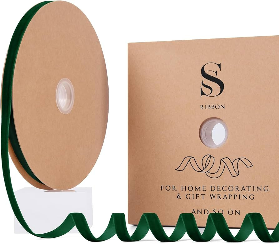 Utehilly Dark Green Christmas Velvet Ribbon for Tree, Gift Wrapping, Flower Bouquet, Wreath Decor... | Amazon (US)