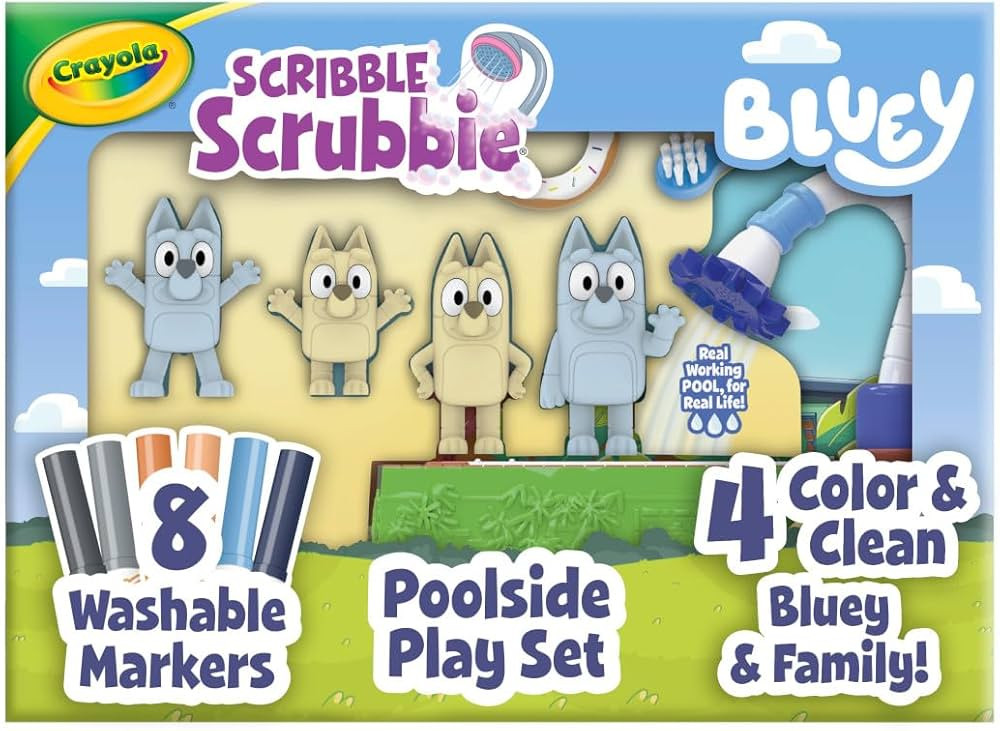 Crayola Scribble Scrubbies Bluey Poolside Playset (4ct), Colorable Bluey Toys for Kids, Washable ... | Amazon (US)