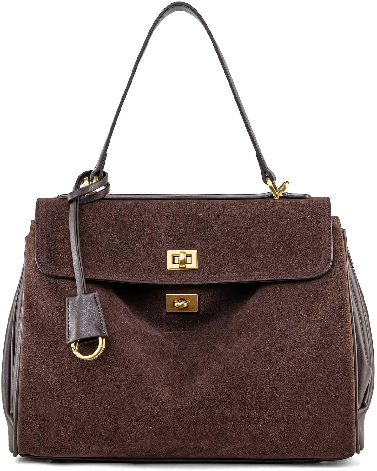 Suede & Leather Tote Bag for Women,Soft Leather Shoulder Handbags for Ladies,Satchel Purse for Travel Work | Amazon (US)