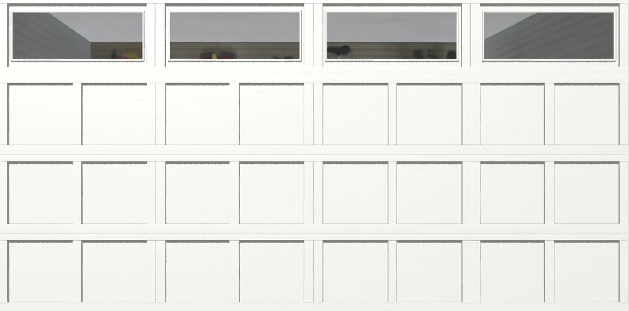 Wayne Dalton Classic Steel Model 9405 16-ft x 8-ft 10 R-Value Insulated White, Gray Double Garage Door with Windows one_size | WD9405NPWGYCRII168 | Lowe's