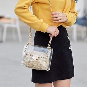 YYW Clear Purse Stadium Approved for Women, Small Clear Purse Clear Crossbody Bag Clutch Cute Sho... | Amazon (US)