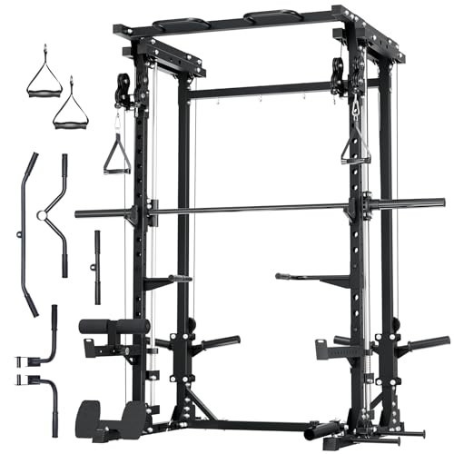 Major Fitness Drone3 Smith Machine, All-in-One Home Gym Power Rack with Cable Crossover, Pull-Up Bars, T-Bar & Squat Station, Heavy-Duty Full-Body Workout for Strength Training (D3SMS-BK (Rack Only) | Amazon (US)