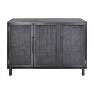 Delancey 51 in. Matte Black 3 Door Cabinet | The Home Depot