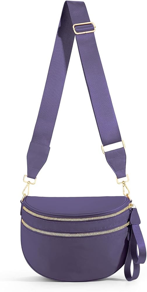 hibear Nylon Bum Bags for Women Crossbody Spacious Checkered Crossbody Bag Large fanny packs for ... | Amazon (US)