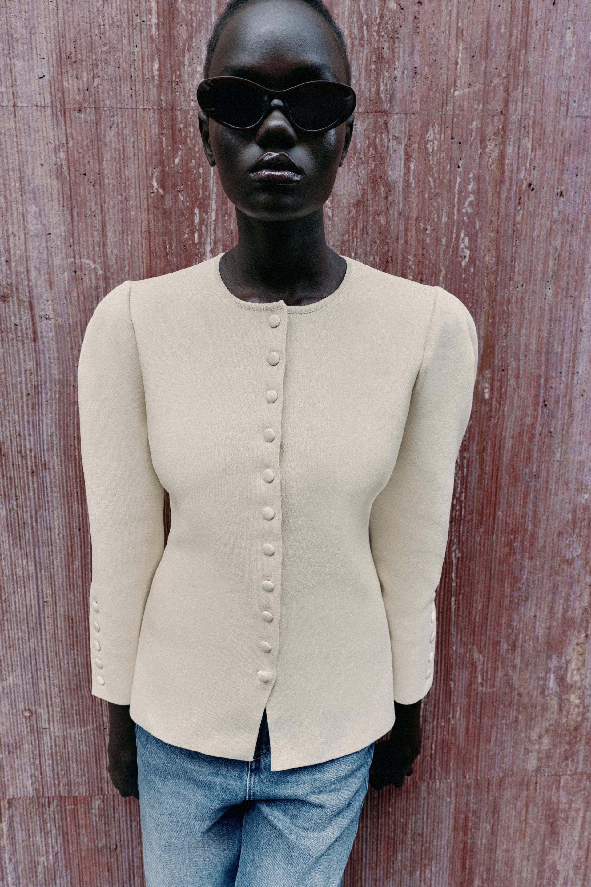 Zara - Fitted Knit Jacket - Vanilla - S - Woman | Zara US