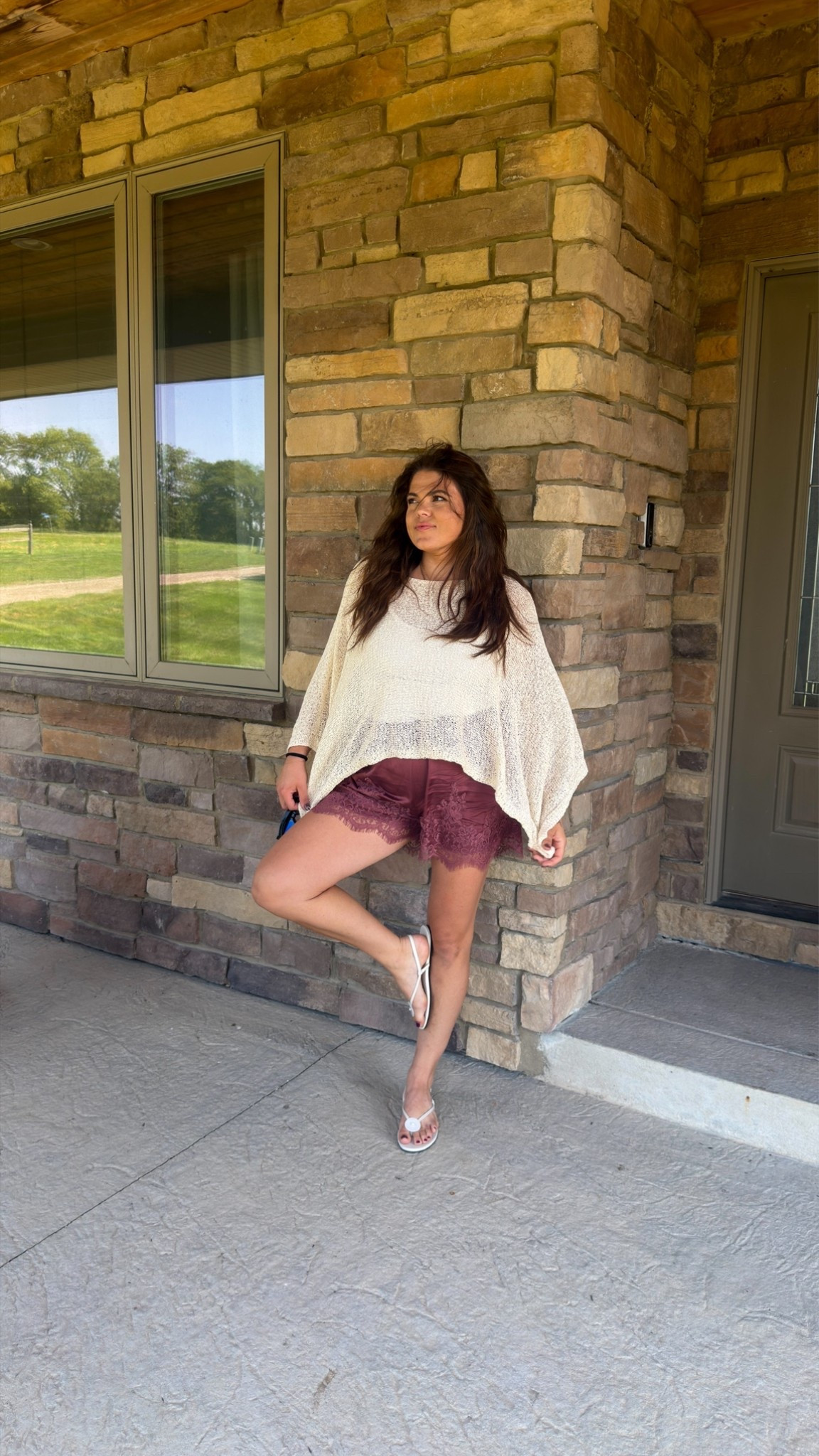 Fall outfit / transitional early fall 
Knit poncho @Anthropologie size one size
Lace hem shorts size large

Midsize, size 12, size 14, mom style, curvy outfit, thick tummy approved

#LTKootd #LTKmomlife