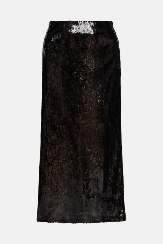 Sequin A Line Fluid Skirt | Warehouse UK & IE