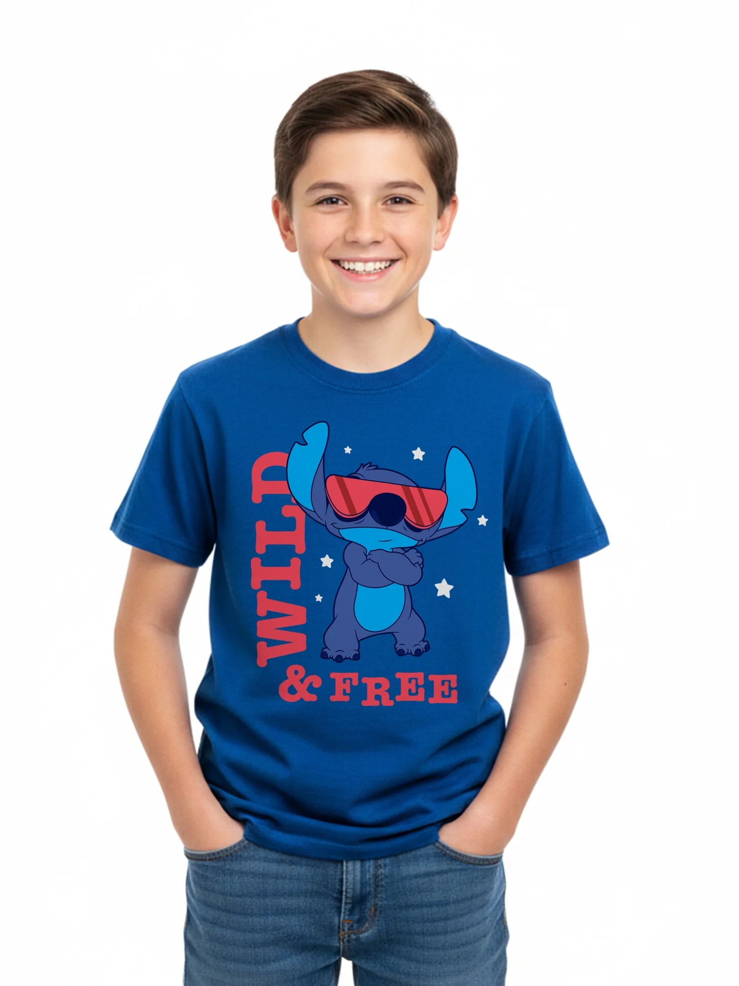 Lilo & Stitch Boys' Graphic Tee with Short Sleeves, Wild Sunglasses, Sizes 4-18 - Walmart.com | Walmart (US)