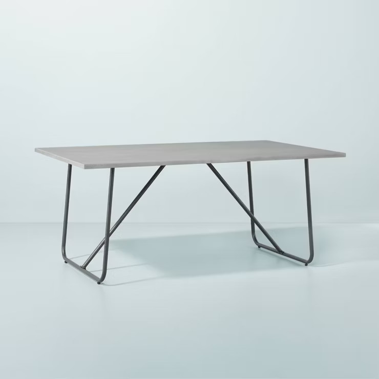 Rectangular Faux Concrete & Metal Outdoor Dining Table - Dark Gray - Hearth & Hand™ with Magnol... | Target