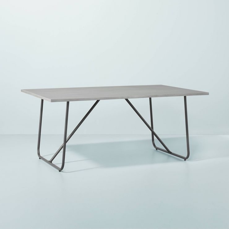Rectangular Faux Concrete & Metal Outdoor Dining Table - Dark Gray - Hearth & Hand™ with Magnol... | Target