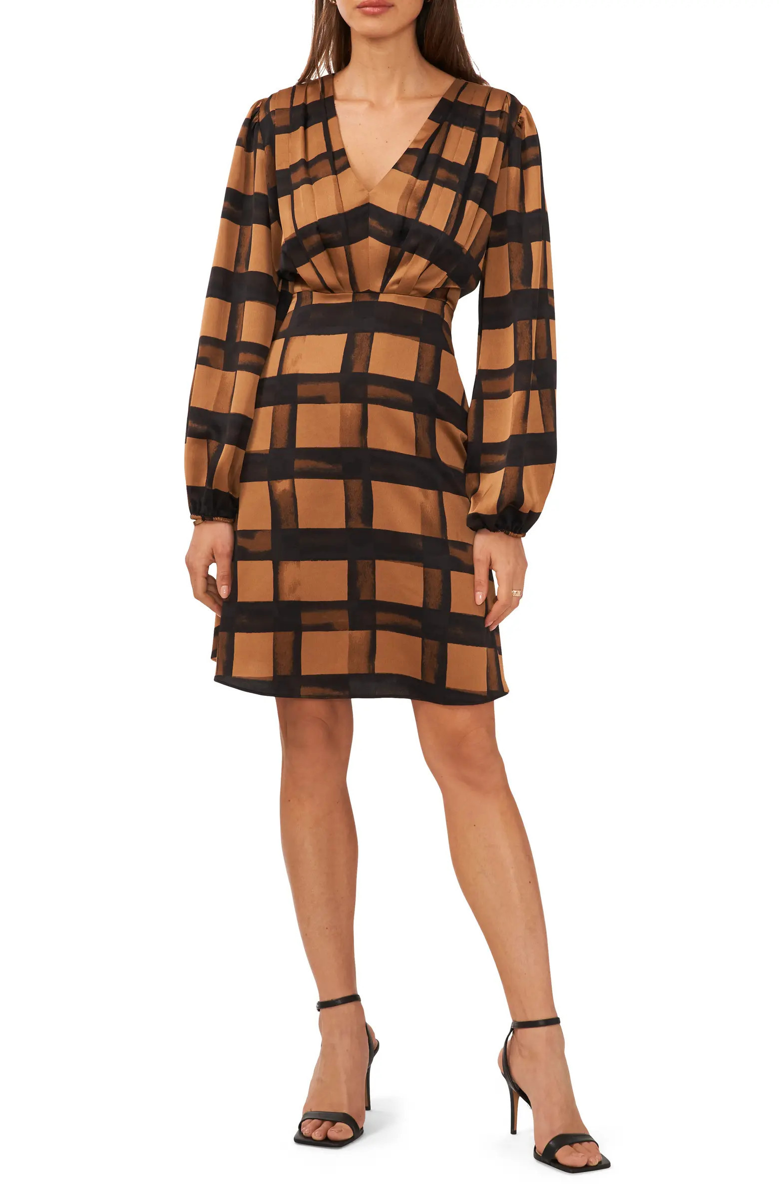 Check Print Long Sleeve Dress | Nordstrom