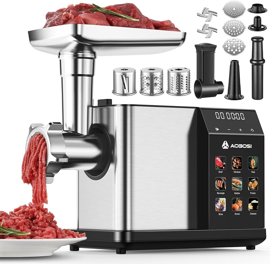 AAOBOSI Multifunctional Digital Meat Grinder Electric 3000W Max w/ 9 Touch Screen Presets, Auto-R... | Amazon (US)