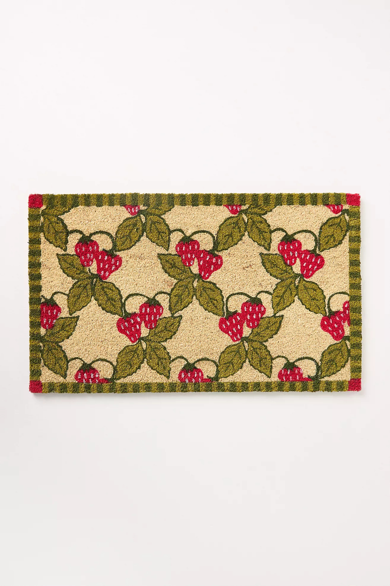 Latticework Strawberries Printed Coir Doormat | Anthropologie (US)