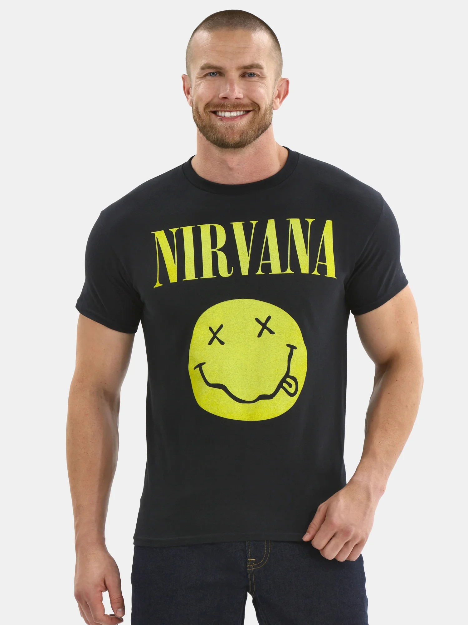 Nirvana Smiley Men's and Big Men's Graphic Tee Smiley, Sizes XS-3XL | Walmart (US)