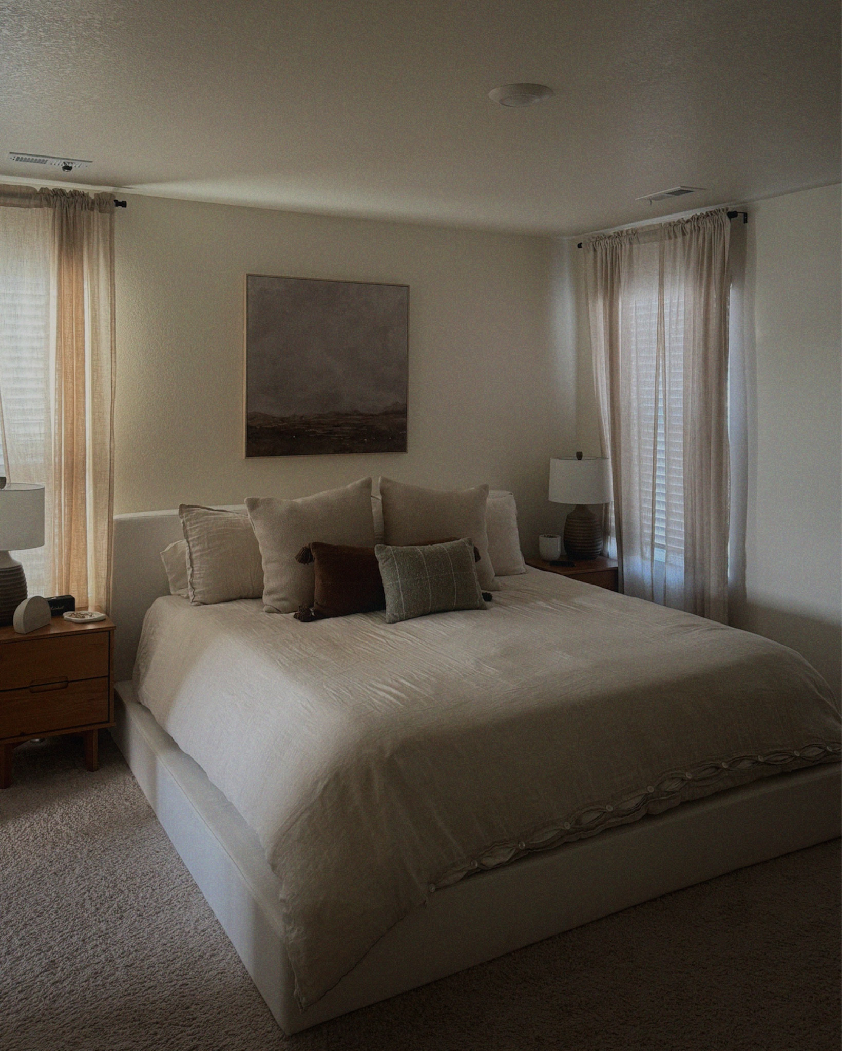 Our bed frame is from “Soft frame designs” but I linked a similar one here! 🤍 our bedding is Crate and Barrel in color Warm Natural! #LTKhome

#LTKU