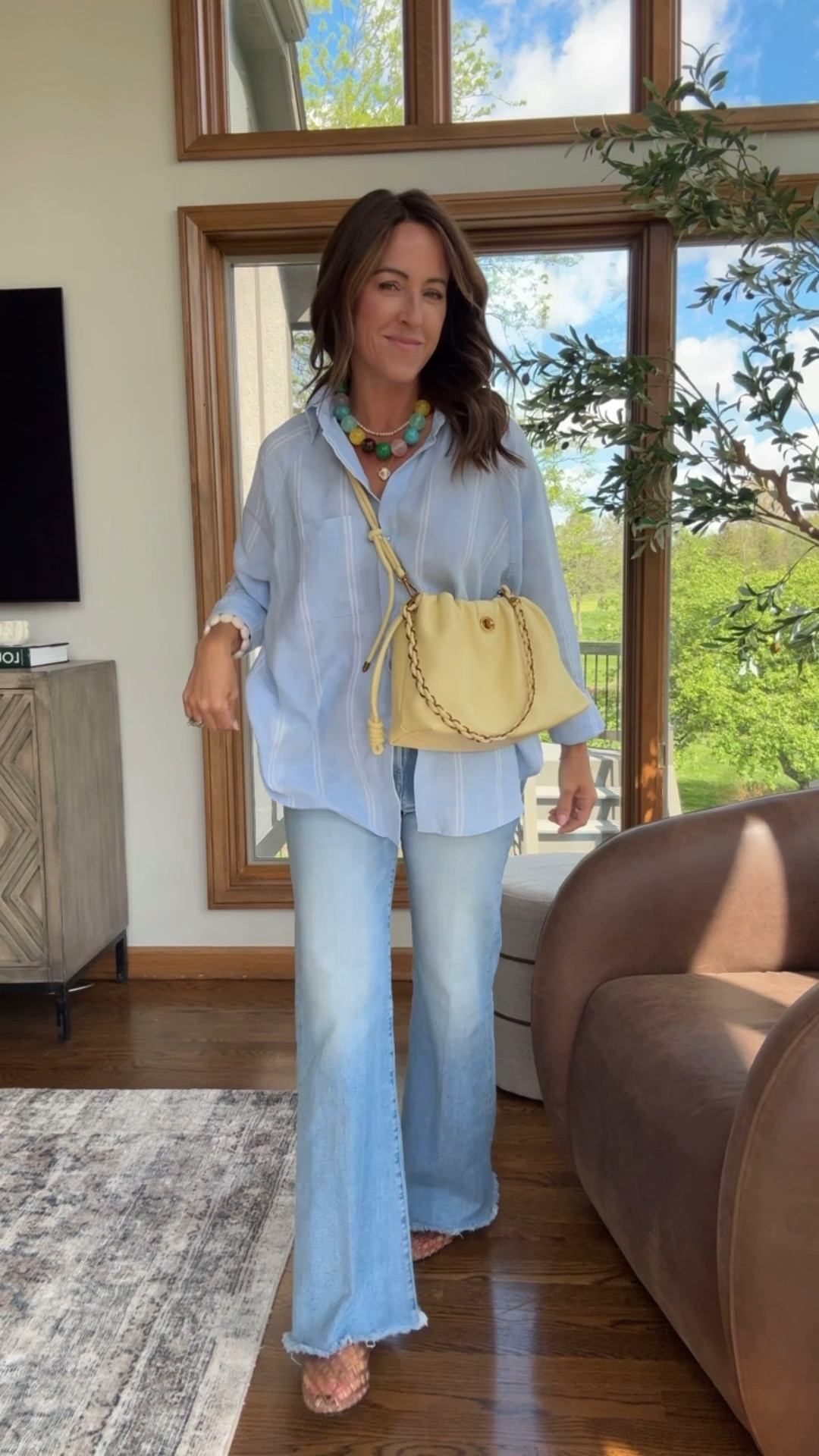 The most perfect outfit combo. 
Easy, breezy, effortless. 
Small top
Jeans tts, 25 regular. I cut the hem
Big bead necklace color: multi

#LTKOver40 #LTKootd #LTKmomlife