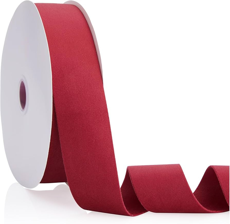 Red 1.5 inch Velvet Ribbon, Double Faced Continuous 20 Yards Velvet Ribbon Use for Christmas Tree... | Amazon (US)
