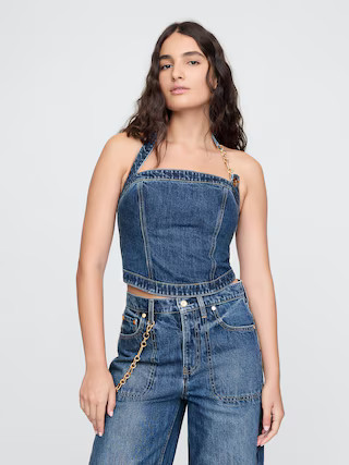 Gap × Cult Gaia Cropped Denim Bustier | Gap (US)