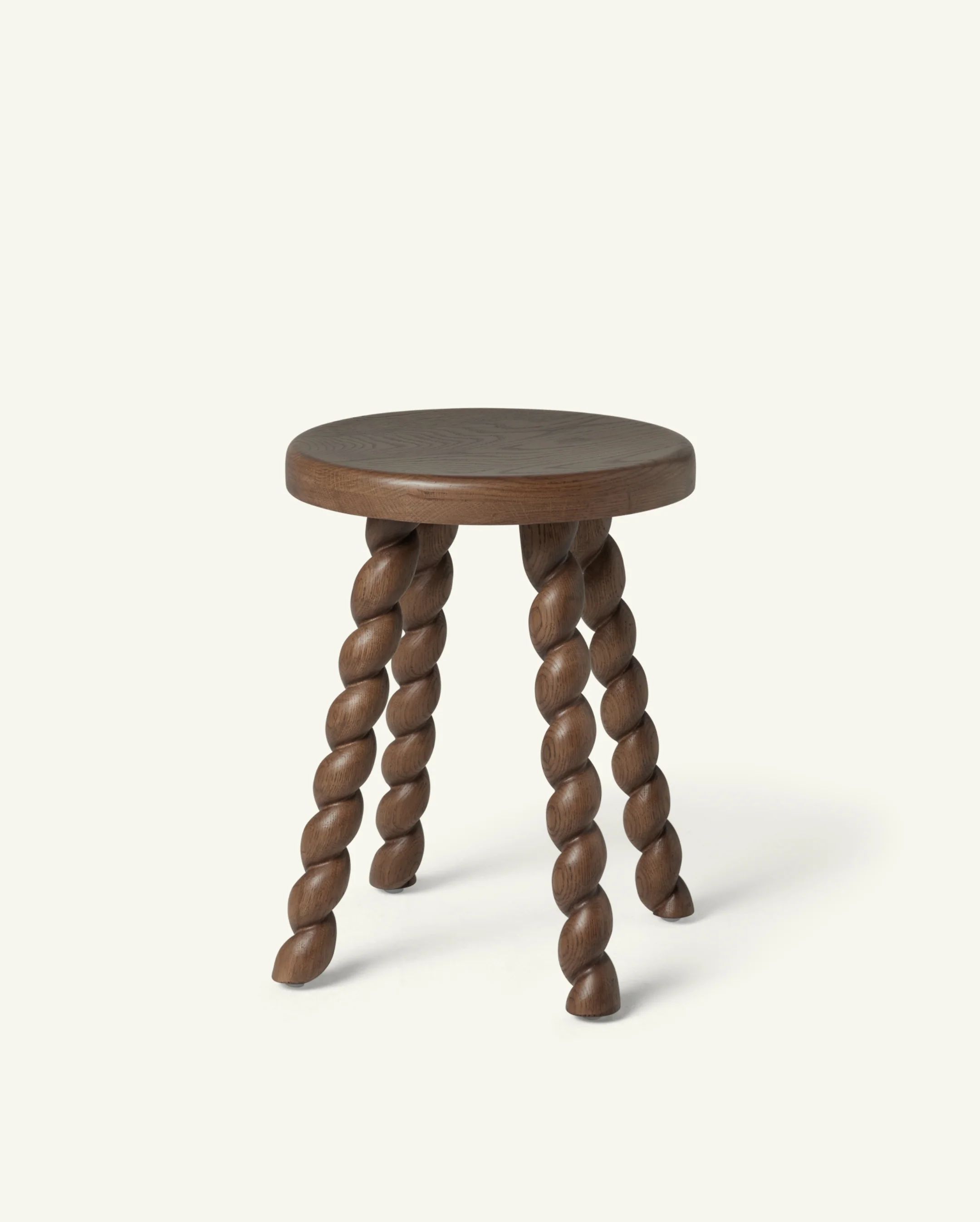 Twist side table - white oak with hand shaped spiral legs | Hati Home