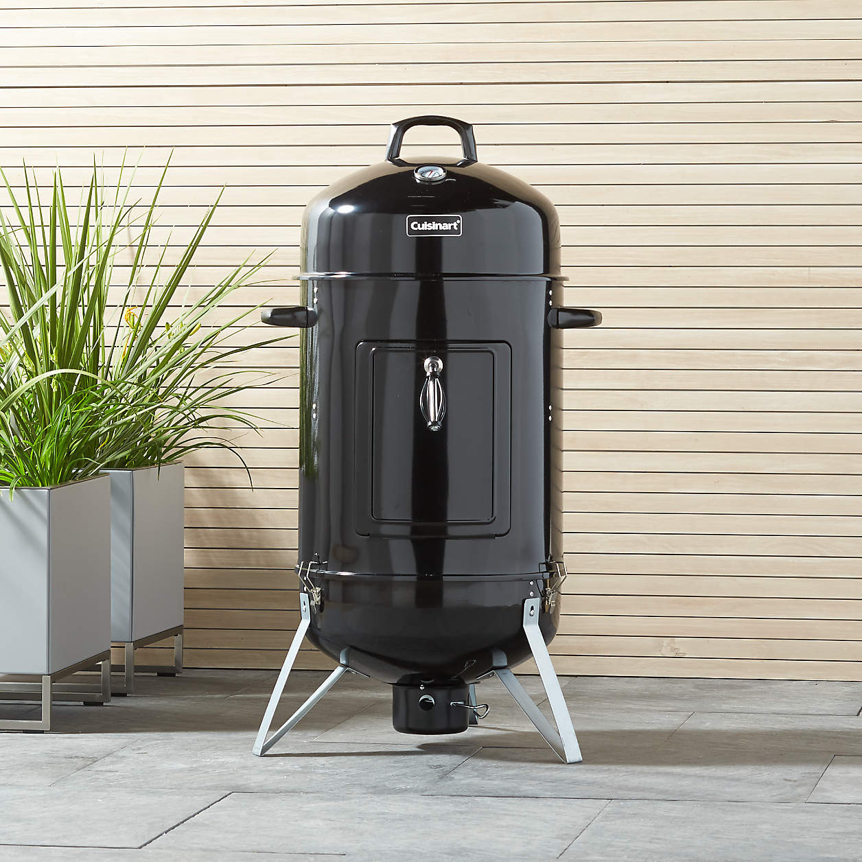 Cuisinart 18" Black Vertical Outdoor Barbecue Charcoal Smoker Cooker + Reviews | Crate & Barrel | Crate & Barrel