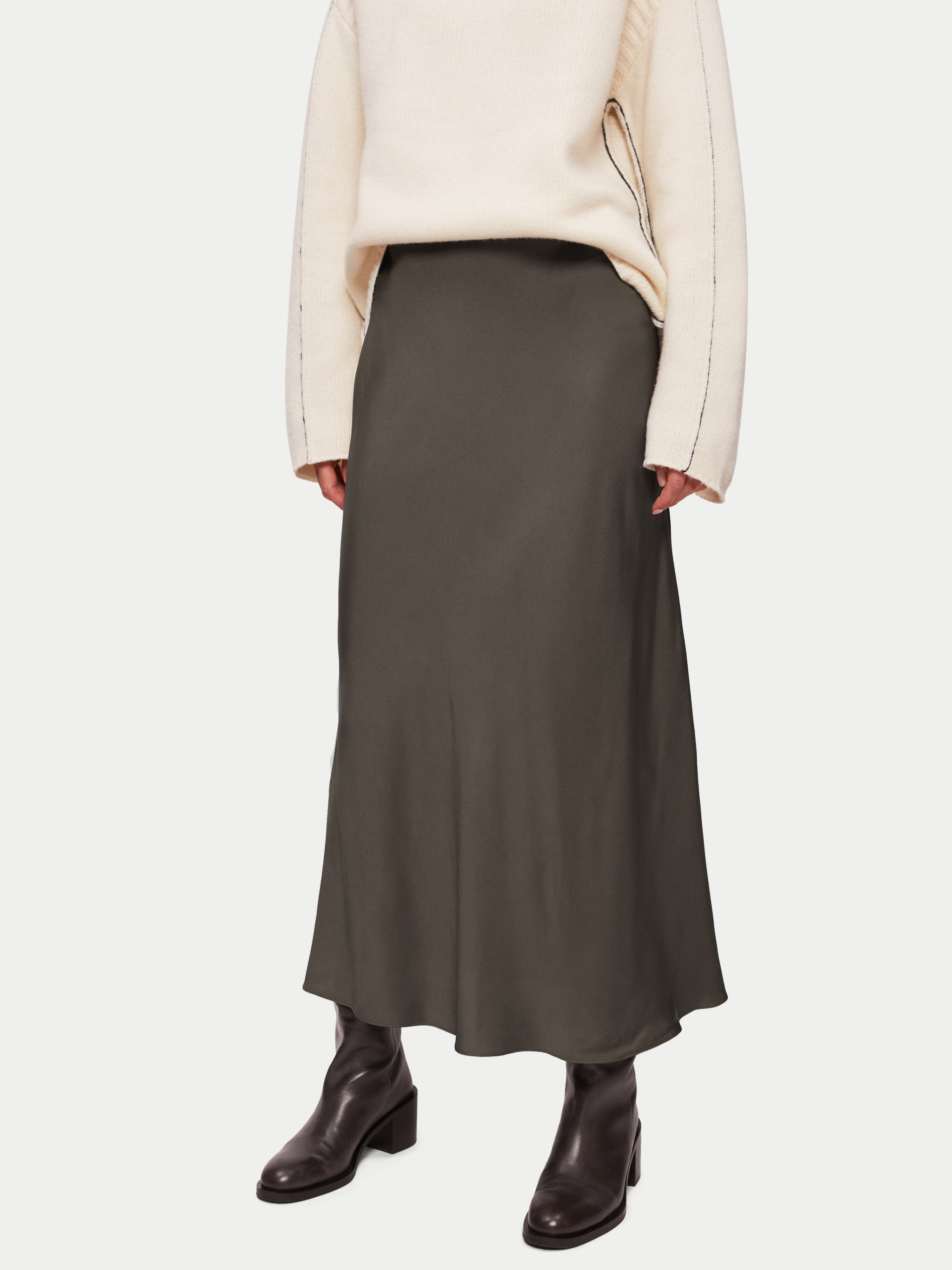 Bias Cut Maxi Skirt | Warm Smoke | Jigsaw (UK)