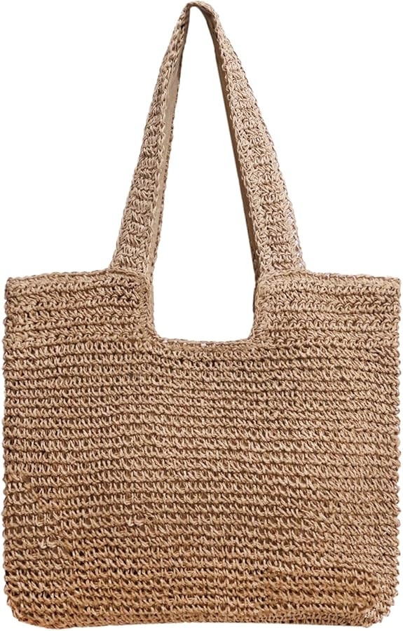 Large Straw Beach Tote Bag for Women, Woven Handmade Shoulder Hobo Handbag,Summer Rattan Bag for ... | Amazon (US)