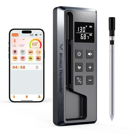 Meat Thermometer Digital Wireless, 800FT Long Range Bluetooth Cooking Thermometer, Food Thermomet... | Amazon (US)