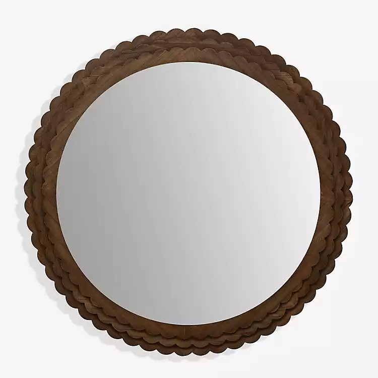 Round Natural Scalloped Savannah Wall Mirror | Kirklands