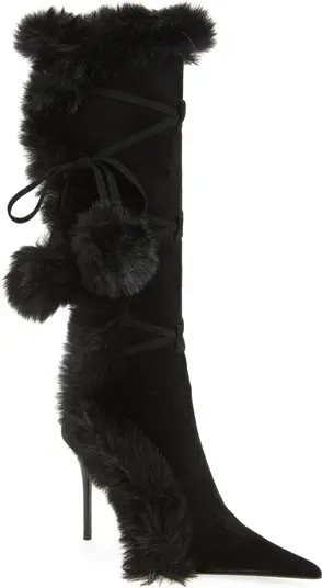 Chilly Faux Fur Trim Pointed Toe Boot (Women) | Nordstrom