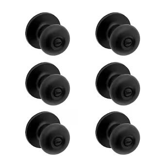 RELIABILT Baron Matte Black Interior or Bed/Bath Privacy Door Knob Contractor Pack 6 -Pack | Lowe's
