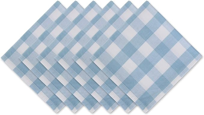 DII Buffalo Check Collection, Classic Farmhouse Tabletop Set, Napkin Set, 20x20, Light Blue & Whi... | Amazon (US)