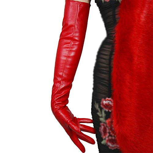 DooWay Red Long Leather Gloves - 24" Women's Faux Leather Opera Gloves for Evening, Halloween, Cosplay | Amazon (US)